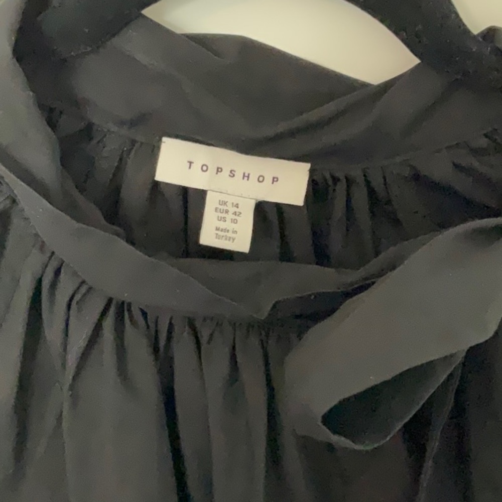 Topshop Poplin Blouse Bow Longsleeve - Picture 5 of 8